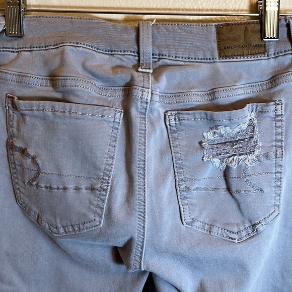 AMERICAN Eagle Outfitters Super Stretch Grey Distressed Jeans - Picture 8 of 15